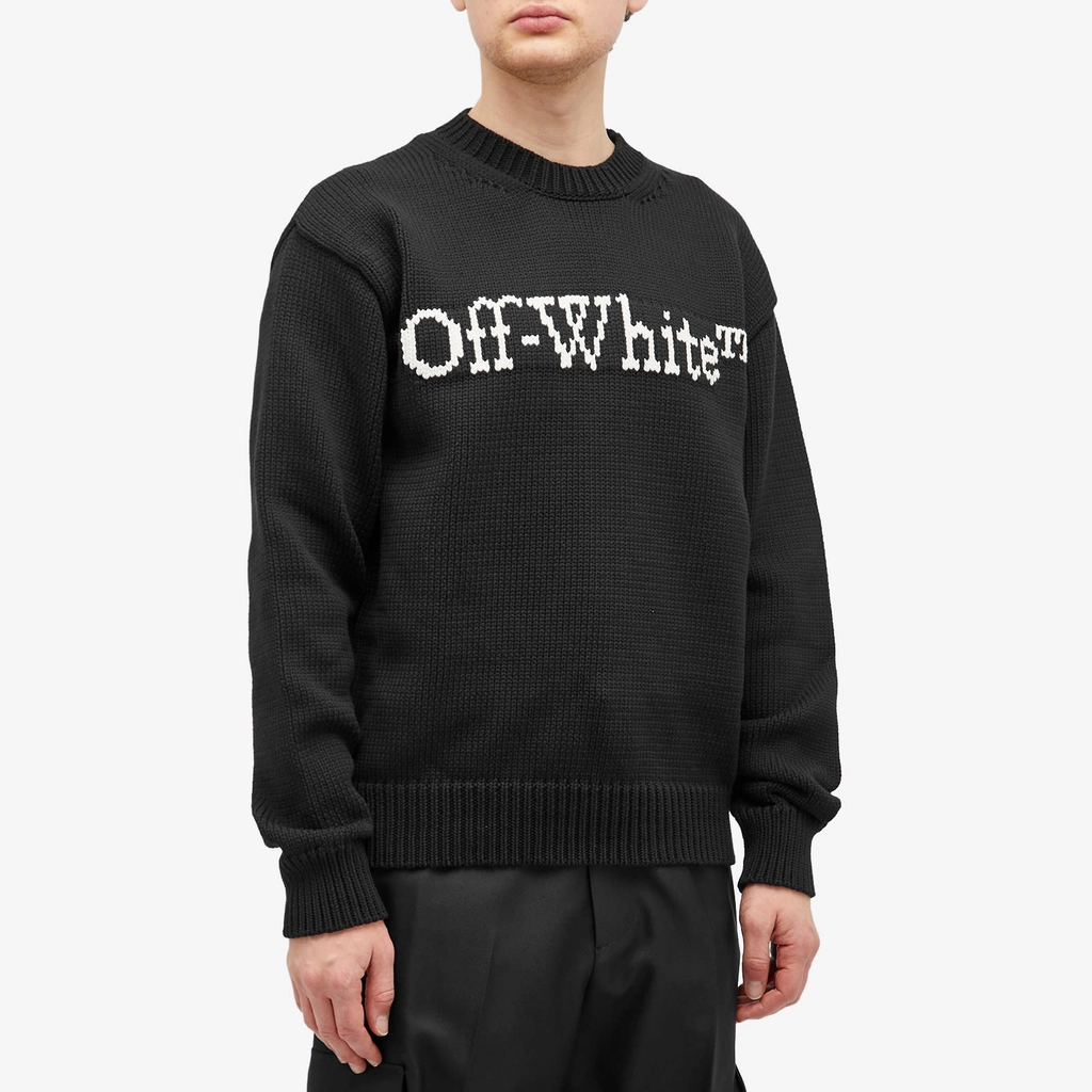 Off White Men's Big Bookish Chunky Crewneck Knit Black/White